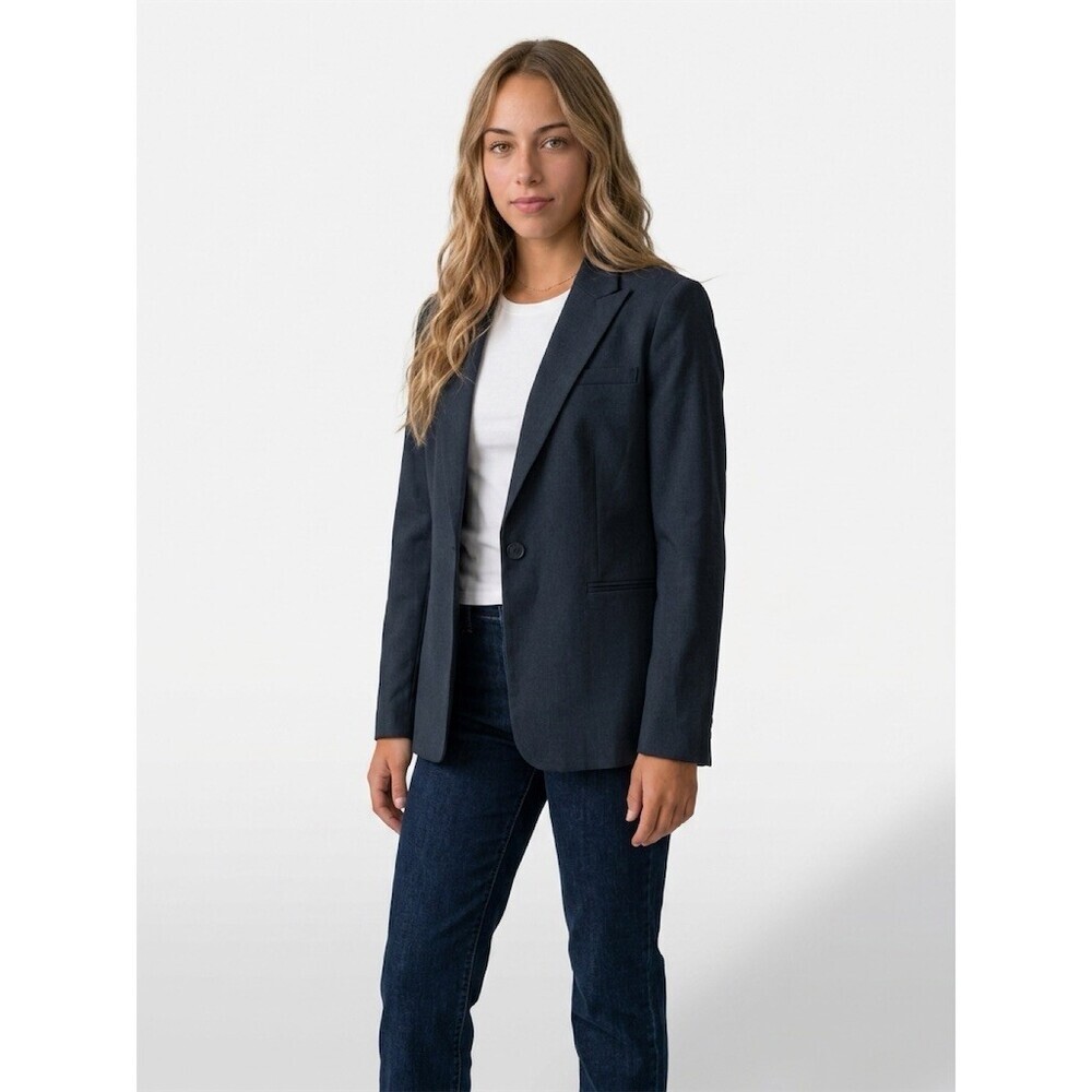 Calvin Klein Blazer Jacket Womens Size M Navy Blue One-Button Notch Lapel - Picture 7 of 8